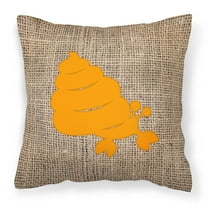 Carolines Treasures BB1092-BL-OR-PW1414 Hermit Crab Burlap and Orange   Canvas Fabric Decorative Pillow BB1092 14Hx14W