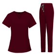 thumbnail image 2 of Conjunto exfoliante para mujer, Top exfoliante y pantalones para correr, cuello en V, cómodo, de manga corta, ropa de trabajo transpirable duradera, L, 2 of 8