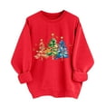 thumbnail image 2 of Christmas Sweatshirts for Women Crewneck Christmas Tree Graphic Long Sleeve Pullover Casual Festive Holiday Party Cozy Top, 2 of 5