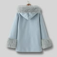thumbnail image 6 of Mercatoo Girls Wool Blend Solid Color Dress Coat Kids Toddler Faux F𝐮r Hood Button Down Outwear Winter Toddler Girl Fall Jacket, 6 of 8
