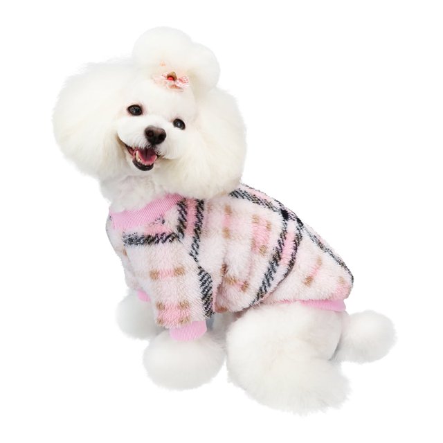 Ropa para perros con patrón a cuadros para perros pequeños, niños y niñas, forro polar cálido, atuendo para clima frío