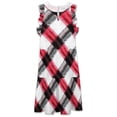 thumbnail image 4 of Red And Green Plaid Pattern Women's Fashion Casual Dress Summer Stand Up Collar Ruffles Sleeve Dress Elegant Dresses, 4 of 4