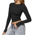 thumbnail image 3 of TaTaai Women High Elasticity Long Sleeve Yoga Shirt Quick Dry Moisture Wicking Slim Fit Crew Neck Top Soft Comfortable Indoor Workout Fitness Wear Gift, 3 of 9
