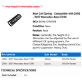 thumbnail image 2 of Rear Coil Spring - Compatible with 2006 - 2007 Mercedes-Benz C280, 2 of 2