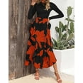 thumbnail image 6 of FreshPretty Womens Floral Maxi Dress Spring Summer Casual Crewneck Long Sleeve Ruffle Flowy Cocktail Wedding Guest Dresses, 6 of 7