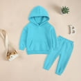 thumbnail image 4 of HCNTES Toddler Baby Boy Outfit Long Sleeve Sweatshirts Pants Clothes Set Boys Fall Winter 2PCS(11-12 Years,S301-Sky Blue), 4 of 7