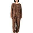 thumbnail image 2 of Helii Women's Fuzzy Fleece 2 Piece Pajama Set Long Sleeve Sweatshirt and Jogger Pants Soft Plush Warm Cozy Loungewear for Winter Sleepwear Plus Size Coral Velvet Daily Casual Home Wear, 2 of 6