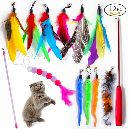 Dedang Jouet à Plumes pour Chats,Rétractable Canne a Peche Jouet avec ...