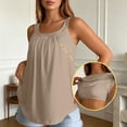 thumbnail image 2 of SGMVNU Sleeveless Tank Tops for Women Built in Bra Square Neck Pleated Flowy Loose Fit Summer Blouse Camisole Tanks, Beige, Size 3XL, 2 of 6
