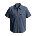 thumbnail image 6 of BiZtdJrK Men's Casual Button Down Shirts Summer Ribbed Short Sleeve T-Shirts Solid Color Lapel Work Tops with Pockets, Navy, S, 6 of 9