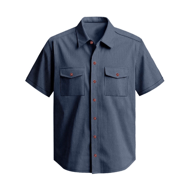 walmart mens short sleeve dress shirts Short Sleeve Shirts for Men, Mens Button Down Formal Shirts Short Sleeve Stylish Casual Shirt Summer Dress Work with Pockets