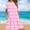 Pink, variant on Sakmal Womens Dresses Long Crew Neck Purple Tiered Short Sleeve Loose Fit Striped with Pocket Sundress