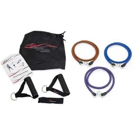 ProSource XTREME Premium Heavy Duty Double Dipped Latex Stackable Resistance Bands with Extra Large Handles, Door Anchor, Case and Exercise Chart