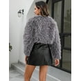 thumbnail image 6 of ieFashion Womens Faux Fur Cropped Coats Long Sleeve Open Front Cardigan Top Fluffy Warm Outwear with Pocket,Gray,L, 6 of 9