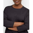 thumbnail image 3 of Hanes Essentials Women's Cotton T-Shirt, Three-Quarter Sleeve Black L, 3 of 4