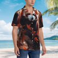 thumbnail image 3 of Susaid Red Panda Autumn Branches Print Short Sleeve Shirts Button Down Casual Shirts Summer Beach Aloha Button Down Short Sleeve for Men ,3X-Large, 3 of 7