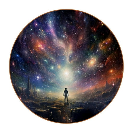

OWNTA Galactic Space Pattern Premium Microfiber Leather Round Coasters (6PCS) - 11x11 cm/4.3x4.3 in - Durable & Stylish Cup Mat Set