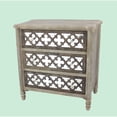 thumbnail image 2 of Quatrefoil Wooden Storage Cabinet with 3 Drawers, Brown and Silver- Saltoro Sherpi, 2 of 5