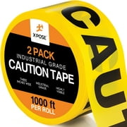 2pk Caution Tape Roll - 2 Rolls - 1000 Ft x 3 Inch Wide Each - Yellow Safety Tape for High Visibility Outdoor Warning, Flagging Construction Hazard, Crime Scene Barrier, Danger Zone - by Xpose Safety