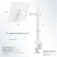 thumbnail image 3 of Support de Bureau pour Ordinateur Portable, Extension Entièrement Réglable avec Pince en C, Convient aux Ordinateurs Portables jusqu'à 17 Pouces, Blanc, STAND-V001LW, 3 of 18
