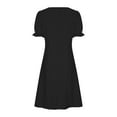 thumbnail image 5 of BLVB Dresses for Women 2025 Casual Spring Summer Trendy Wrap V Neck Short Sleeve Cotton Linen Dress Ruched Work Dress, 5 of 7
