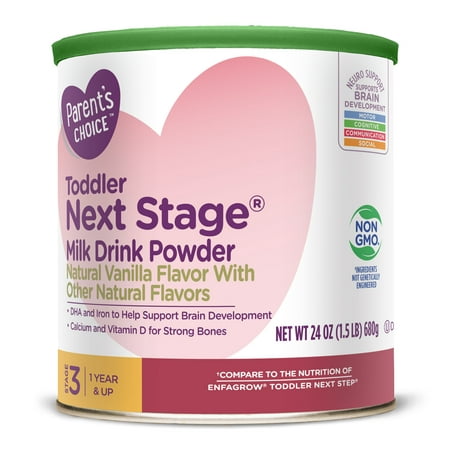 (4 pack) Parent's Choice Powder Milk Drink, Vanilla, Toddler Next Stage 3, 24