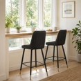 thumbnail image 6 of Ciphrias Counter Height Bar Stools Set of 2 Black PU Leather Gold Spray Metal Legs 39 Inch, 6 of 7