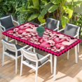 thumbnail image 2 of Valentine's Day Table Cloths for 3 Foot Rectangle Tables, Romantic Love Pink Buffalo Plaid Patio Waterproof Elastic Fitted Tablecloths, Washable Rectangular Table Cover for Camping, 2 of 8
