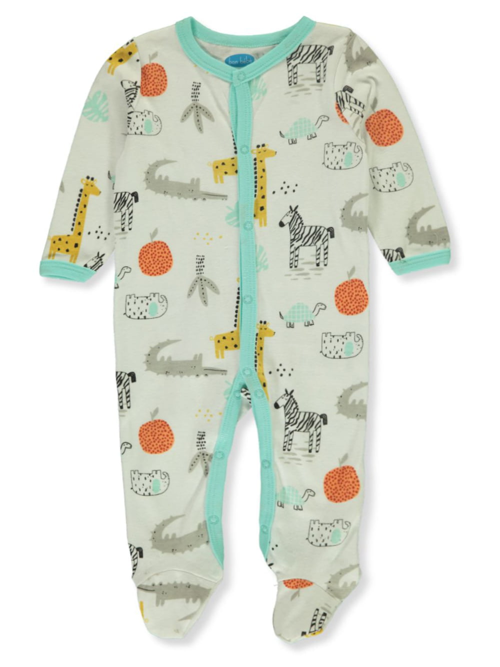 Piccalilly Organic Cotton Baby Girls White Nature Trail Footed Sleepsuit 