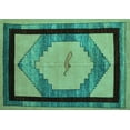 thumbnail image 1 of Ahgly Company Indoor Rectangle Abstract Turquoise Blue Modern Area Rugs, 7' x 9', 1 of 4