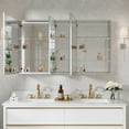 thumbnail image 3 of ANGELES HOME 52" x 30" Medicine Cabinet with Mirror Door & 6 Adjustable Glass Shelves, Rectangular Bathroom Mirror Cabinet with Aluminum Body, Recessed or Surface Mount Mirror Medicine Cabinet, 3 of 13