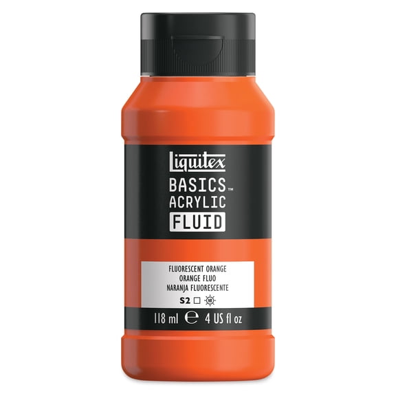 Liquitex BASICS Acrylic Fluid, 118 mL Bottle, Fluorescent Orange