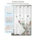 thumbnail image 2 of No Hook Cloth Fabric Shower Curtain with Snap in Liner, Spring Floral Waterproof Shower Curtains Set with See Through Top Window, Watercolor Botanical Flowers Butterfly Bath Curtains Shower 72"x72", 2 of 6