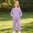 thumbnail image 6 of Cethrio Girls Outfit Sets, Long Sleeve 2 PC Fleece-lined Casual Sweatshirts and Sweatpants Sets Purple Size 8, 6 of 9