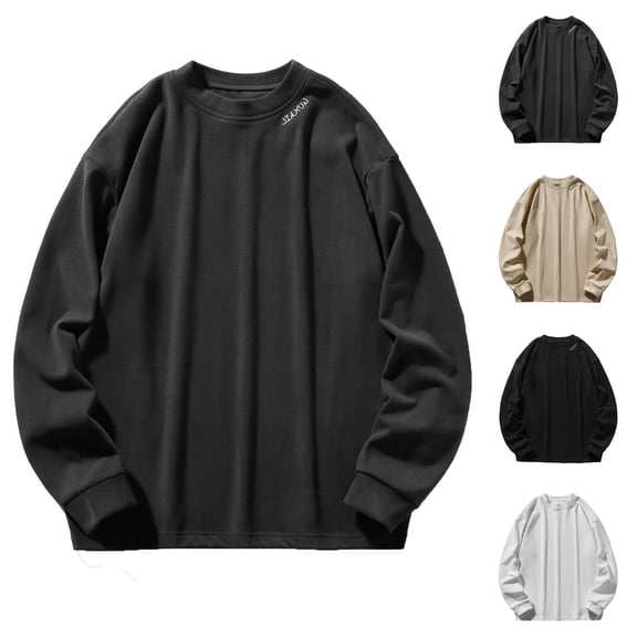 Momasggi Men's Big and Tall Fleece Sweatshirt Loose Cozy Long Sleeve Crewneck Sweatshirt Fashion Solid Color Pullover Tops Fall Winter Warm Sweatshirts Gray XL