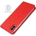 thumbnail image 5 of iPhone Xs Genuine Cowhide Leather Wallet Case,Headset Winder,Flip Folio Magnetic Closure,Card Holder Slots,Kickstand,Cash Pockets Wrist Strap Cover Case for iPhone X,5.8",Red, 5 of 17