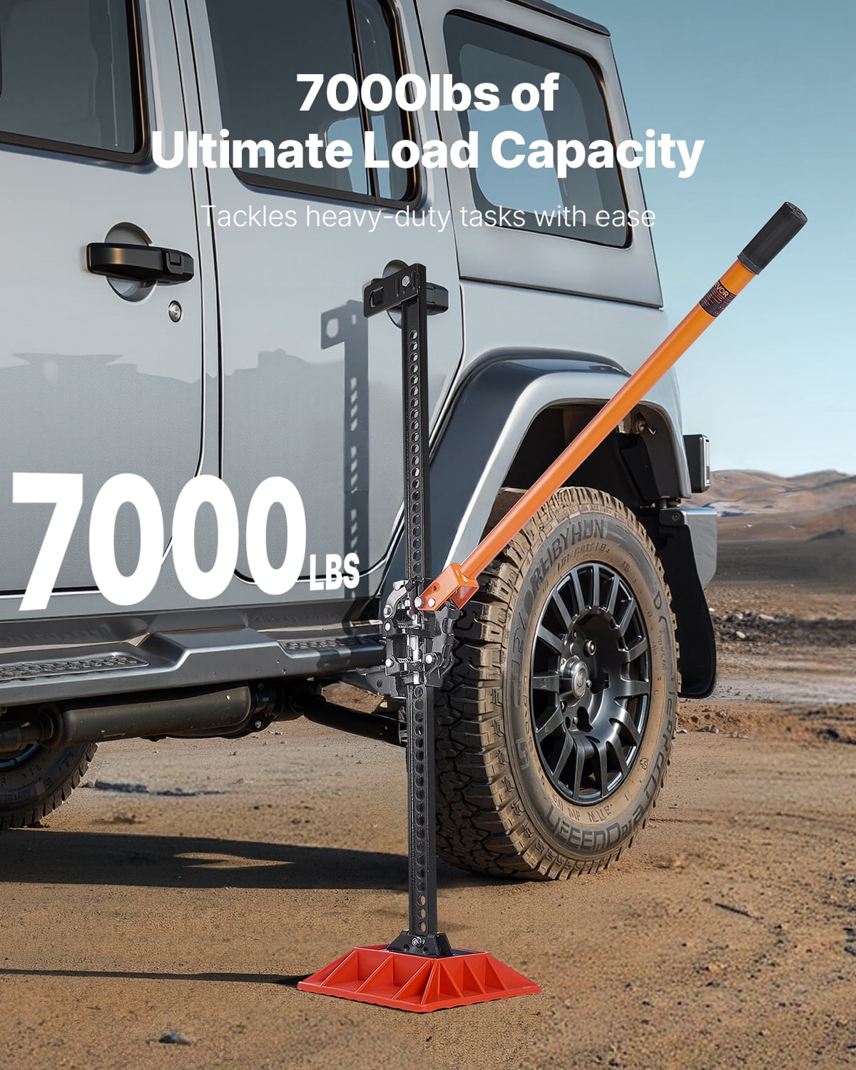 VEVOR Farm Jack with Base, 48" Utility High Lift Farm Jack, 3.18 Ton (7,000 lbs) Capacity Ratcheting Off Road Utility Jacks, Heavy-Duty Lift Jacks with 5.12"-42.5" Lifting Range for Tractor,Truck,SUV