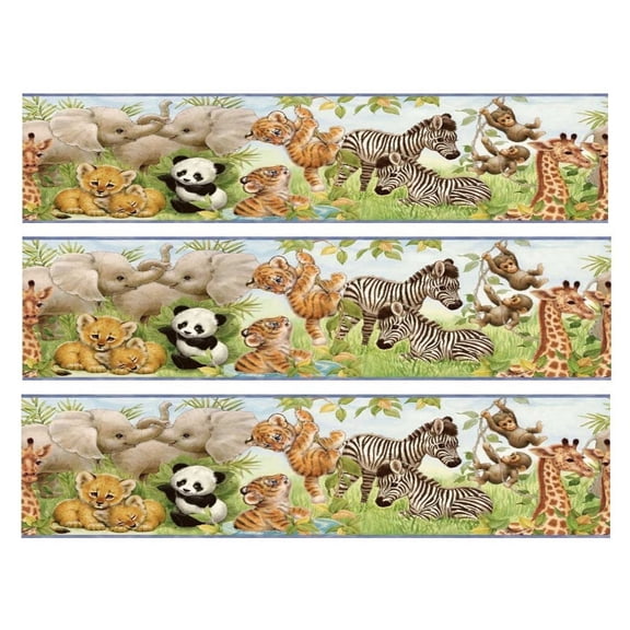 Baby Jungle Animals Edible Frosting Image Strips Cake Decoration