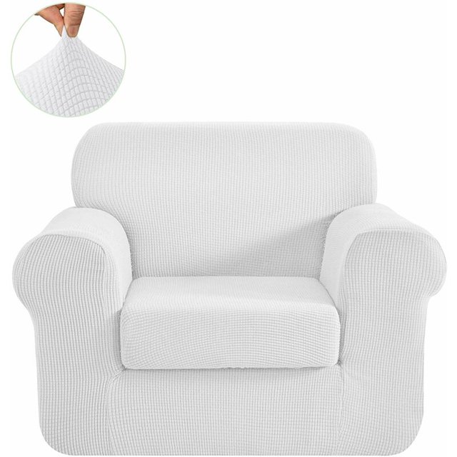 CHUN YI Stretch 2-Piece Checks Sofa Cover with Cushion Cover Slipcover