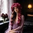 thumbnail image 4 of Satin Sleeping Cap for Long Hair - Extra Long, Adjustable 100% Polyester Satin Hair Protection Bonnet for Braids Dreadlocks Curly Hair Wine, 4 of 5