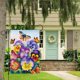 thumbnail image 2 of Bandera de jardín de bienvenida a la primavera, 71 x 101 cm, doble cara, vertical, de arpillera, diseño de mariposas, pensamientos florales, para jardín, patio, casa, exterior, decoración de, 2 of 5
