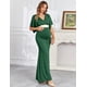 thumbnail image 2 of Vestido largo de maternidad AISWI verde con faja de flores y cuello en V, XXL, 2 of 6