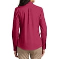 thumbnail image 2 of Womens Long Sleeve Carefree Poplin Uniforms Dress Cotton/Polyester Shirt Pink Azalea X-Small, 2 of 5