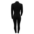 thumbnail image 7 of AGWOLF Bodycon Jumpsuits for Women Casual Long Sleeve Popcorn Rompers Zipper Mock Neck Skinny Pants One Piece Designer Junpsuits Clubwear Black L, 7 of 7