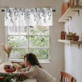 thumbnail image 6 of Curtain Valance for Windows Gray Eucalyptus Leaf Rod Pocket Valance Window Treatments 1 Panel Plant Leaves with Floral Short Curtains for Kitchen Windows Bathroom Bedroom 54 x 18 inch, 6 of 6