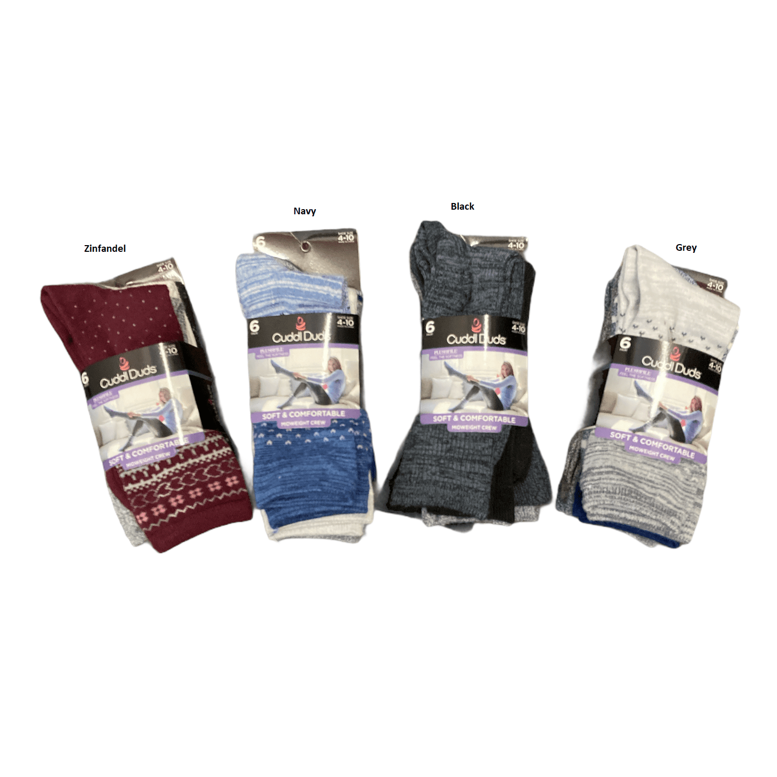 Cuddl Duds Women's Super Soft Midweight Plushfill Crew Socks, 6 Pair  (Black) - Walmart.com