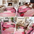 thumbnail image 5 of 5'x8' Area Rugs, Pink Western Christmas Indoor Outdoor Area Rug for Living Room Bedroom, Xmas Botanical Poinsettia Washable Bathroom Rugs Kitchen Floor Carpet Mats Home Decor Aesthetic, 5 of 8