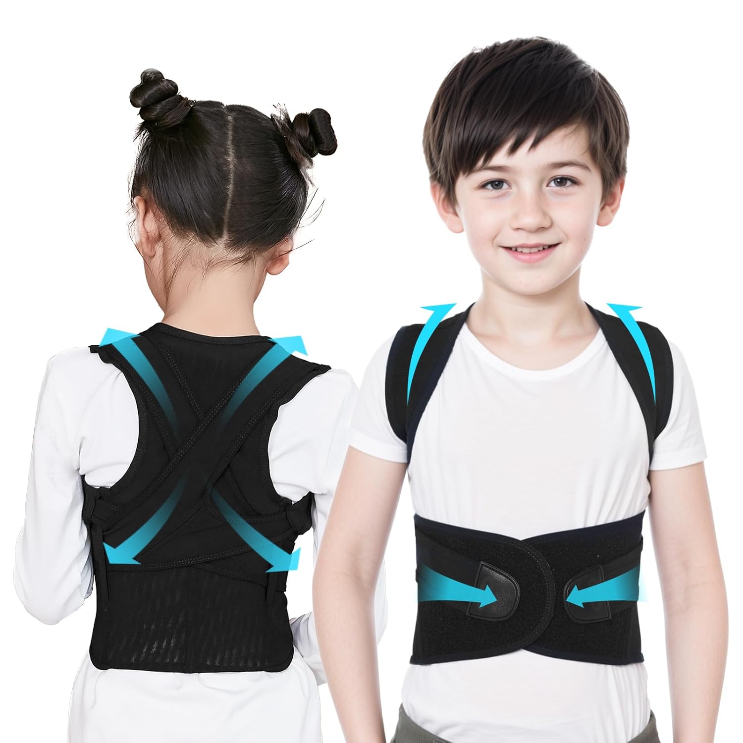 Posture Corrector Back Support, Adjustable Back Support Belt for Back Shoulder and Lumbar for Kids Children (Medium) U9
