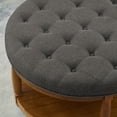 thumbnail image 2 of GZXS 32.5-Inch Round Upholstered Ottoman Coffee Table w/ Solid Wood Frame & Linen Tufted Top, 300 lbs Weight Capacity (Granite), 2 of 8