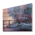 thumbnail image 2 of Designart 'Bridge Of Meandering River With Winter Scenery I' Lake House Print on Natural Pine Wood, 2 of 5